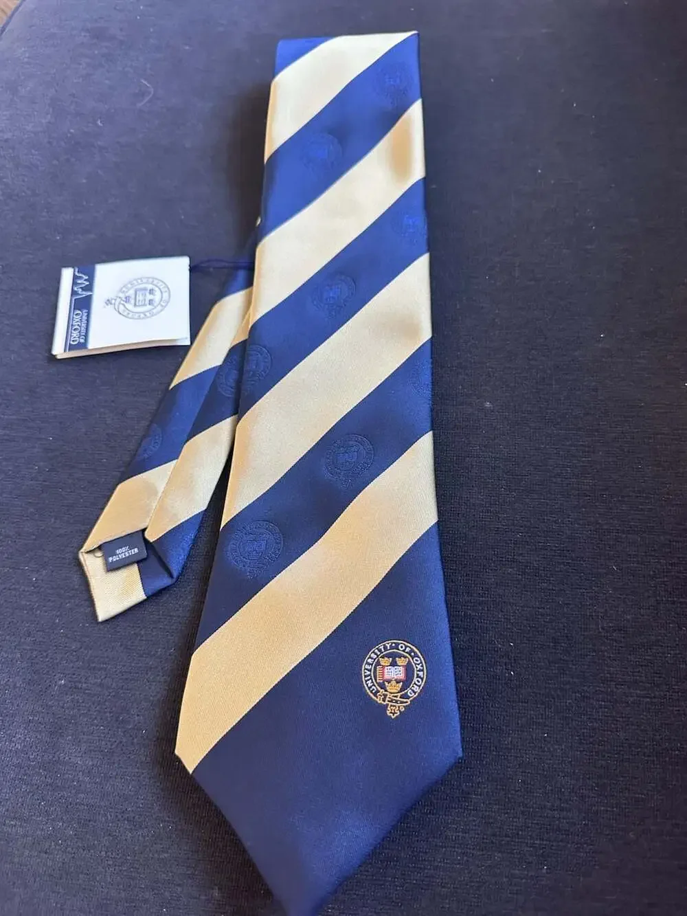 NWT University of Oxford Official Licensed Striped Tie  Embroidered Crest